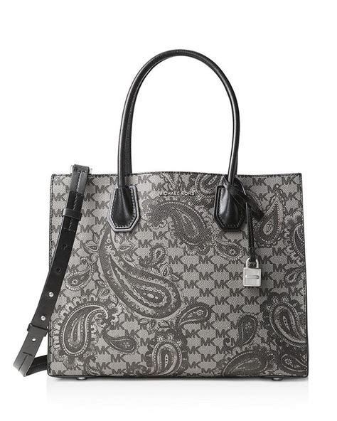 Michael Michael Kors Mercer Paisley Large Bag, Black Grey